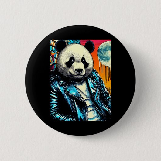 Panda in City 2 Aufkleber Button (Vorderseite)