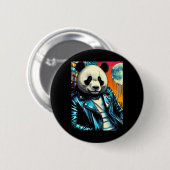 Panda in City 2 Aufkleber Button (Vorne & Hinten)