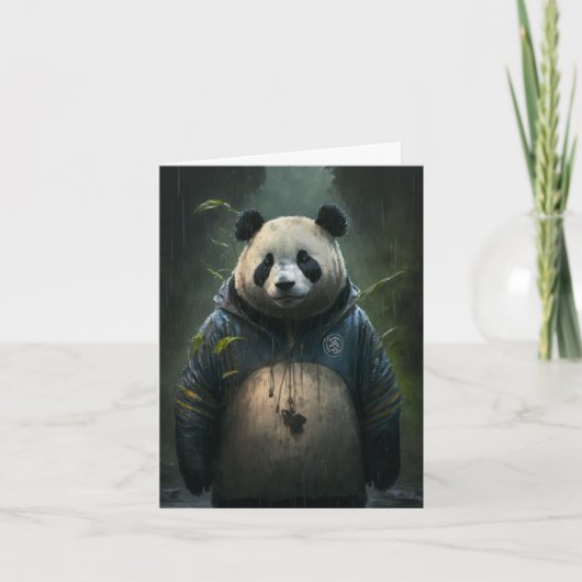 Panda in den Regen leer in den jeden Anlässen Karte (Vorderseite)