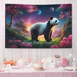 Panda in einem Fantasiegarten Banner