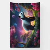 Panda in einem Fantasiegarten Banner (Vertikal)
