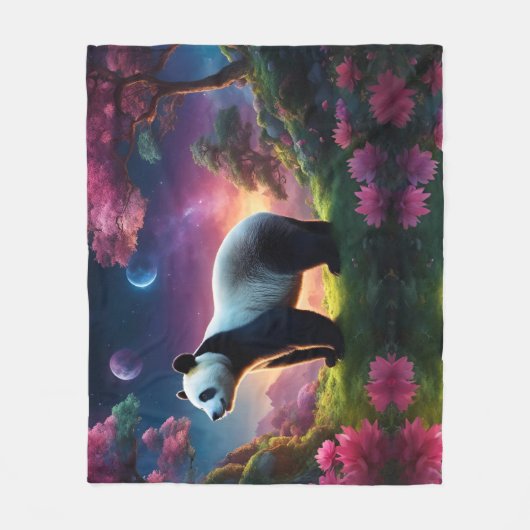 Panda in einem Fantasiegarten Fleecedecke (Vorderseite)