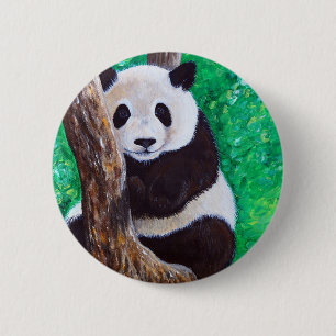 Panda in einer Baummalerei Button