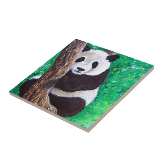 Panda in einer Baummalerei Fliese (Seite)