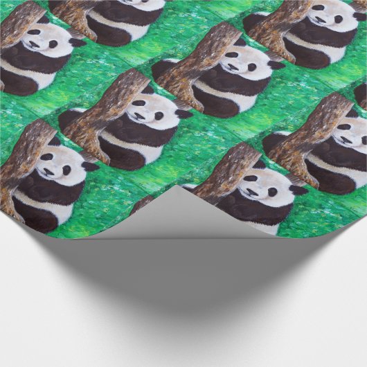 Panda in einer Baummalerei Geschenkpapier (Ecke)