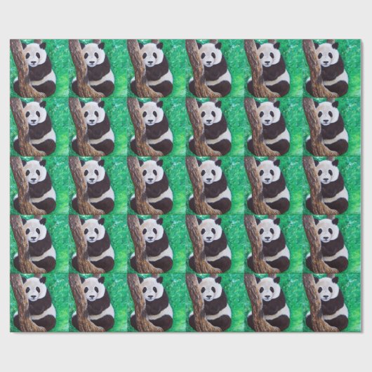 Panda in einer Baummalerei Geschenkpapier (Flach)