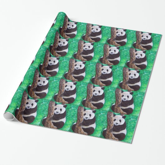 Panda in einer Baummalerei Geschenkpapier (Ungerollt)