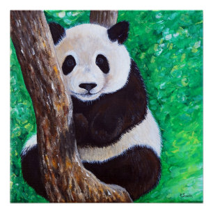 Panda in einer Baummalerei Poster