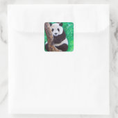 Panda in einer Baummalerei Quadratischer Aufkleber (Tasche)
