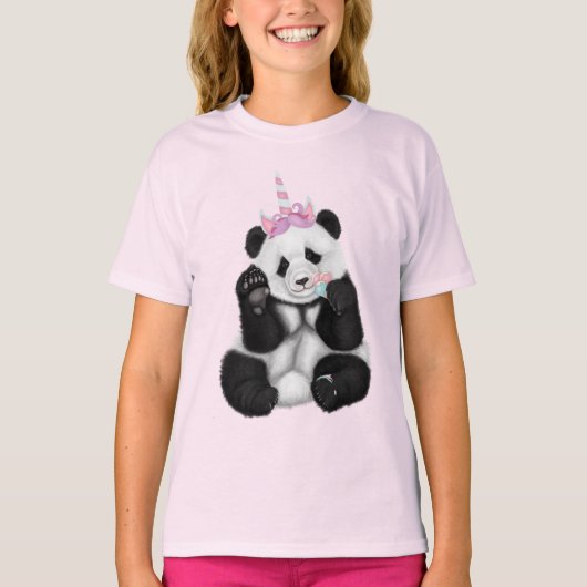 Panda in Einhornhut T-Shirt (Vorderseite)