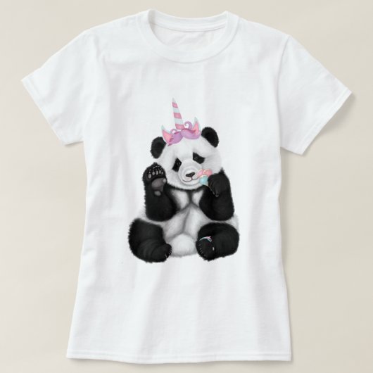 Panda in Einhornhut-T - Shirt (Design vorne)
