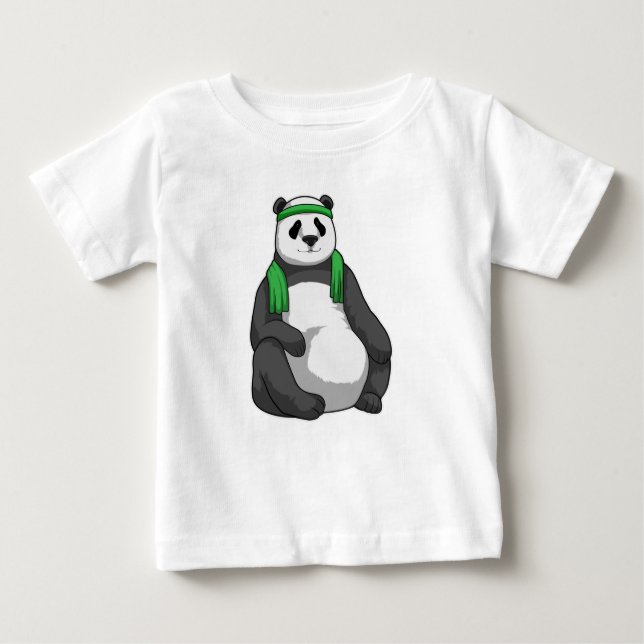 Panda in Fitness mit Handtuch Baby T-shirt (Vorderseite)