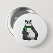 Panda in Fitness mit Handtuch Button (Vorne & Hinten)