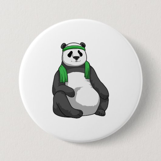 Panda in Fitness mit Handtuch Button (Vorderseite)