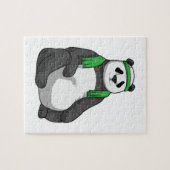 Panda in Fitness mit Handtuch Puzzle (Horizontal)