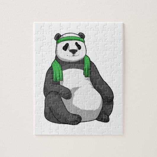 Panda in Fitness mit Handtuch Puzzle (Vertikal)