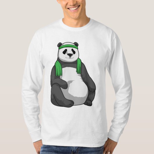 Panda in Fitness mit Handtuch T-Shirt (Vorderseite)
