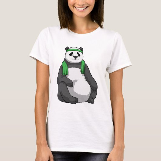 Panda in Fitness mit Handtuch T-Shirt (Vorderseite)