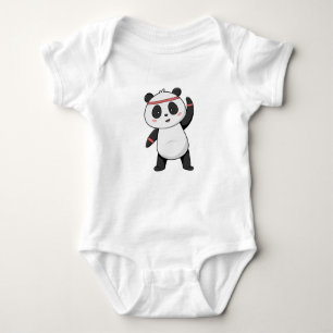 Panda in Fitness mit Headband Baby Strampler