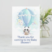 Panda in Hot Air Ballon Dankeskarte (Stehend Vorderseite)