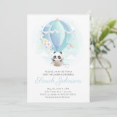 Panda in Hot Air Balloon Baby Dusche Einladung (Stehend Vorderseite)