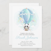 Panda in Hot Air Balloon Baby Dusche Einladung (Vorne/Hinten)