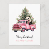 Panda in Pink Vintag Truck Weihnachten (Vorderseite)