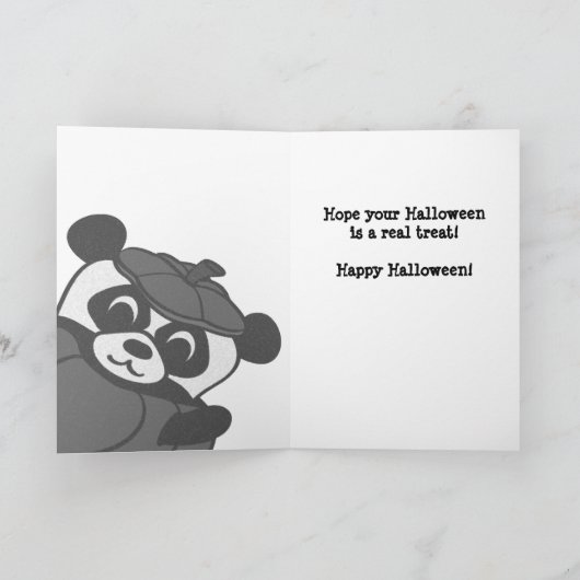 Panda in Pumpkin Costume Trick oder Treff Karte (Innenseite)