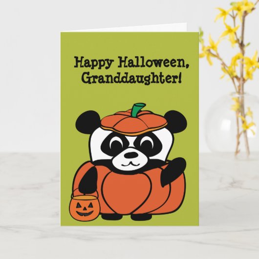 Panda in Pumpkin Costume Trick oder Treff Karte (Gelbe Blume)