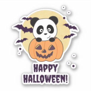 Panda in Pumpkin Sweet Pandas Happy Halloween Aufkleber