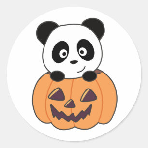 Panda in Pumpkin Sweet Pandas Happy Halloween Clas Runder Aufkleber