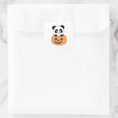 Panda in Pumpkin Sweet Pandas Happy Halloween Quadratischer Aufkleber (Tasche)