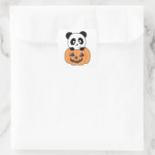 Panda in Pumpkin Sweet Pandas Happy Halloween Squa Quadratischer Aufkleber (Tasche)