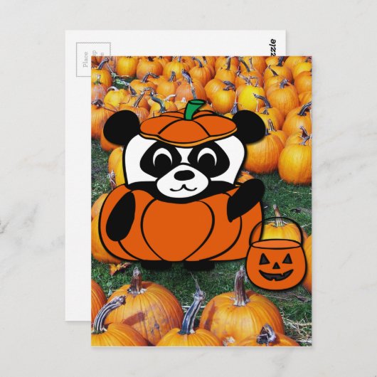 Panda in TeufelskKostüm im Spuk Maiskorn Postkarte (Vorne/Hinten)