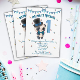 Panda in Top Hat - Einladung zum Personalisierten