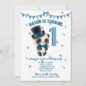 Panda in Top Hat - Einladung zum Personalisierten (Vorderseite)