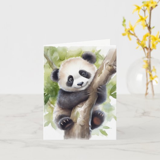 Panda in Tree Vielen Dank Karte (Gelbe Blume)