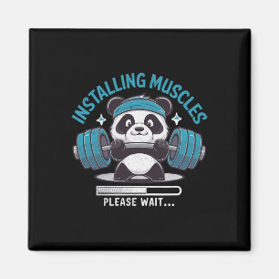 Panda installiert Muskeln Bitte warten Sie ab. Magnet