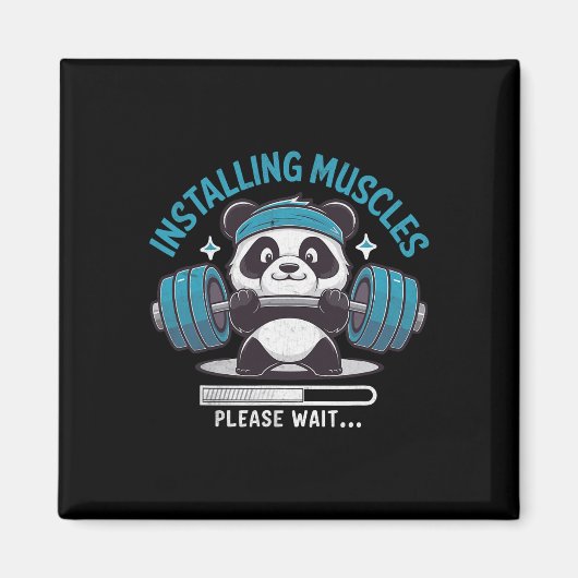 Panda installiert Muskeln Bitte warten Sie ab. Magnet (Vorne)
