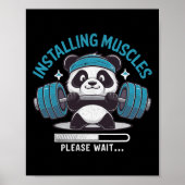Panda installiert Muskeln Bitte warten Sie ab. Poster (Vorne)