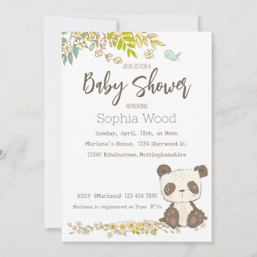 Panda Invitation Einladung (Vorderseite)