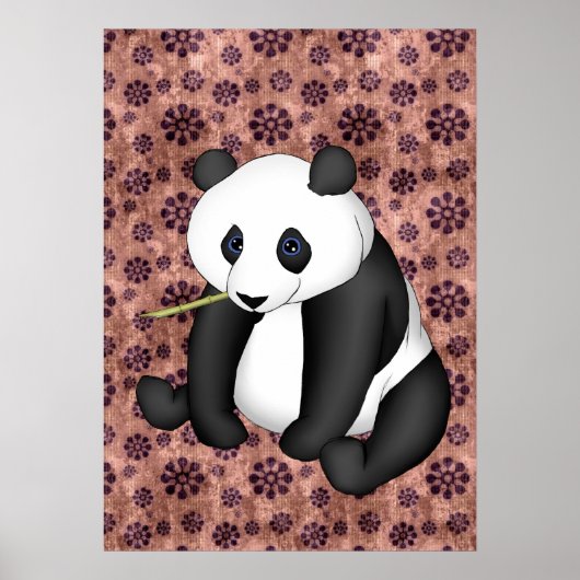 Panda isst Bamboo im Vintagen Hintergrund Poster (Vorne)