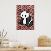 Panda isst Bamboo im Vintagen Hintergrund Poster (Küche)