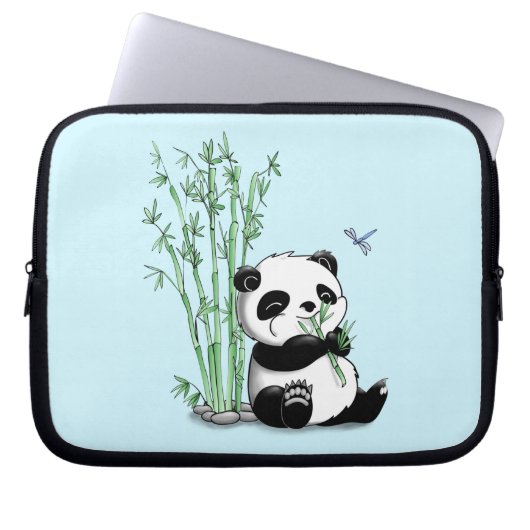 Panda isst Bambus Laptopschutzhülle (Vorderseite)