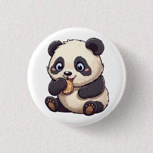 Panda isst einen Keks Button