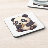 Panda isst einen Keks Getränkeuntersetzer (Linke Seite)