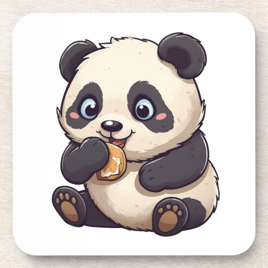 Panda isst einen Keks Getränkeuntersetzer (Vorderseite)