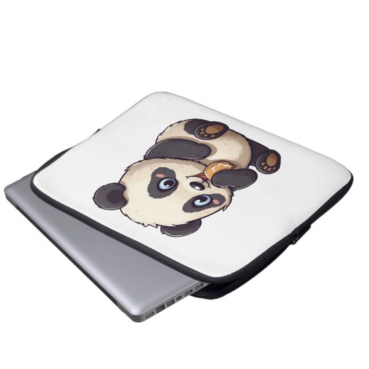Panda isst einen Keks Laptopschutzhülle (Vorne Knopf)
