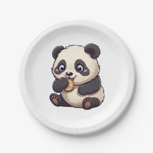 Panda isst einen Keks Pappteller (Vorderseite)