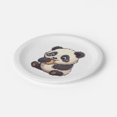 Panda isst einen Keks Pappteller (Schrägansicht)